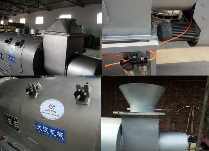 氣旋篩：電機，進料口，氣壓裝置等特寫圖片